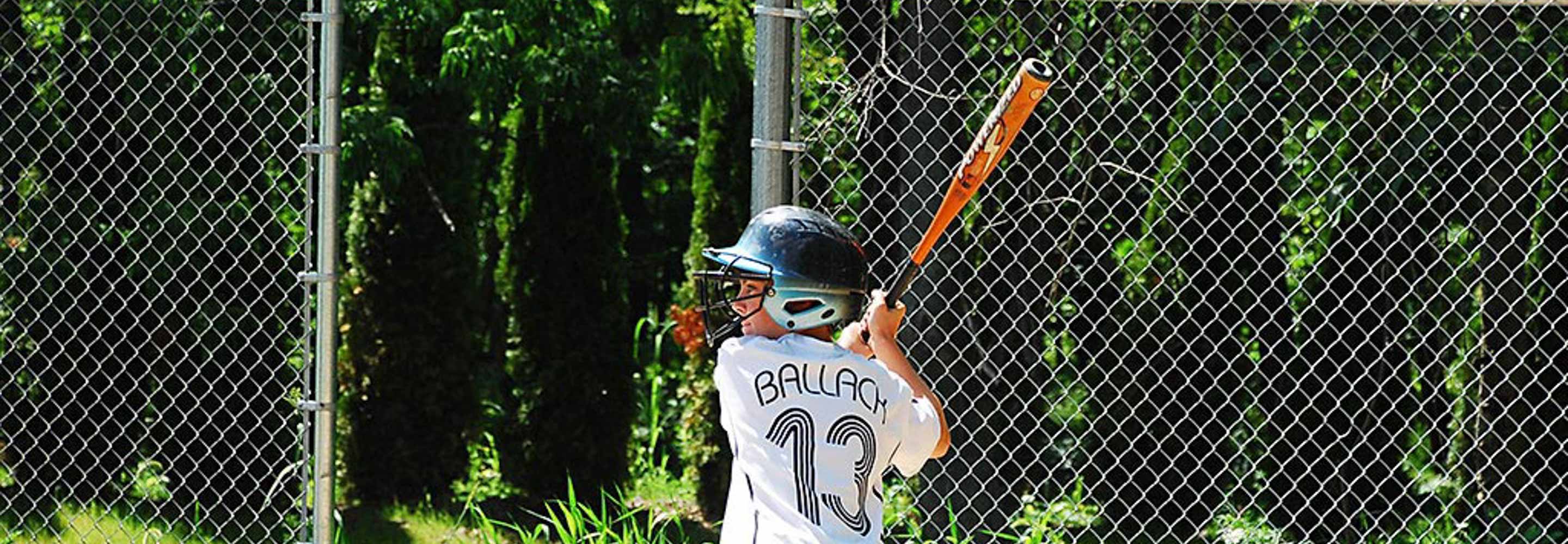 camper playing baseball