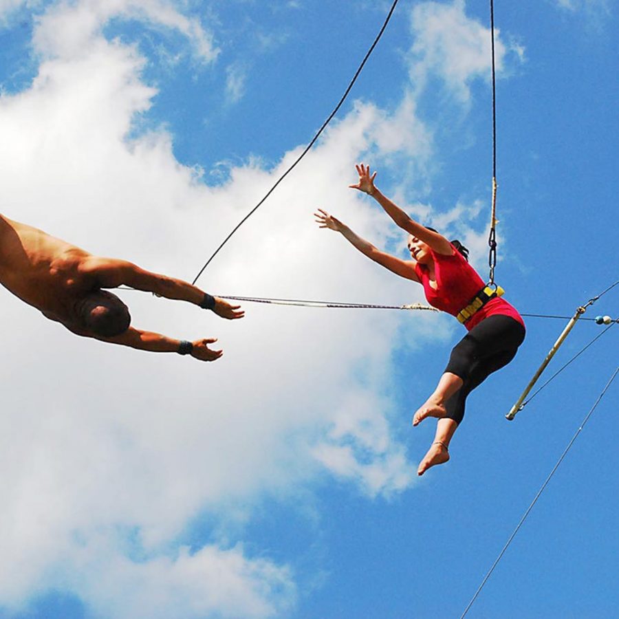 girl performing trapeze acrobatics