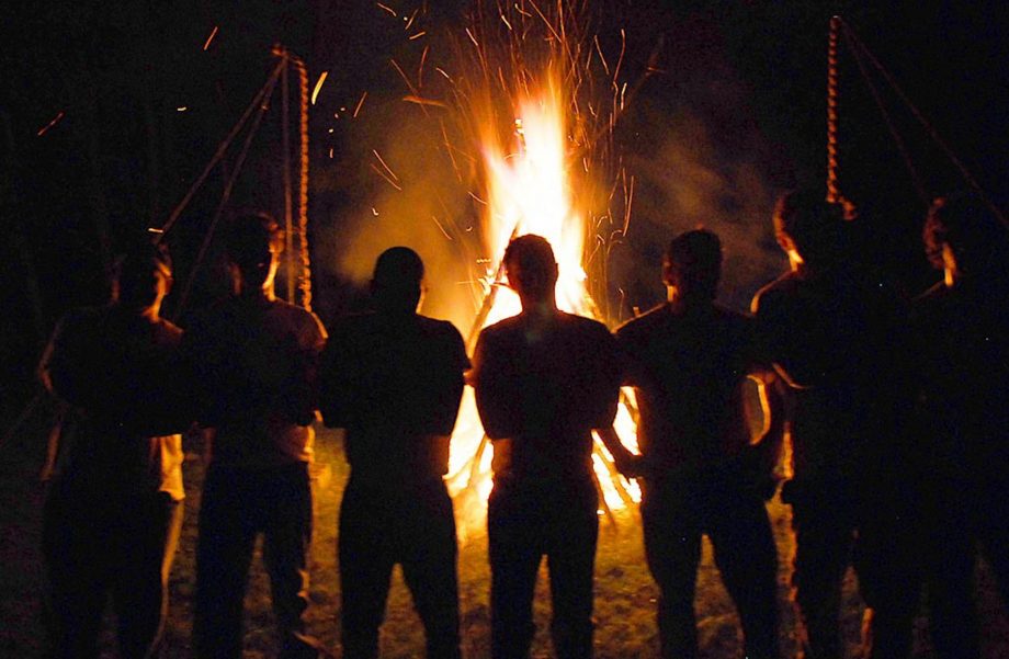 Silhouettes during rope burn activity