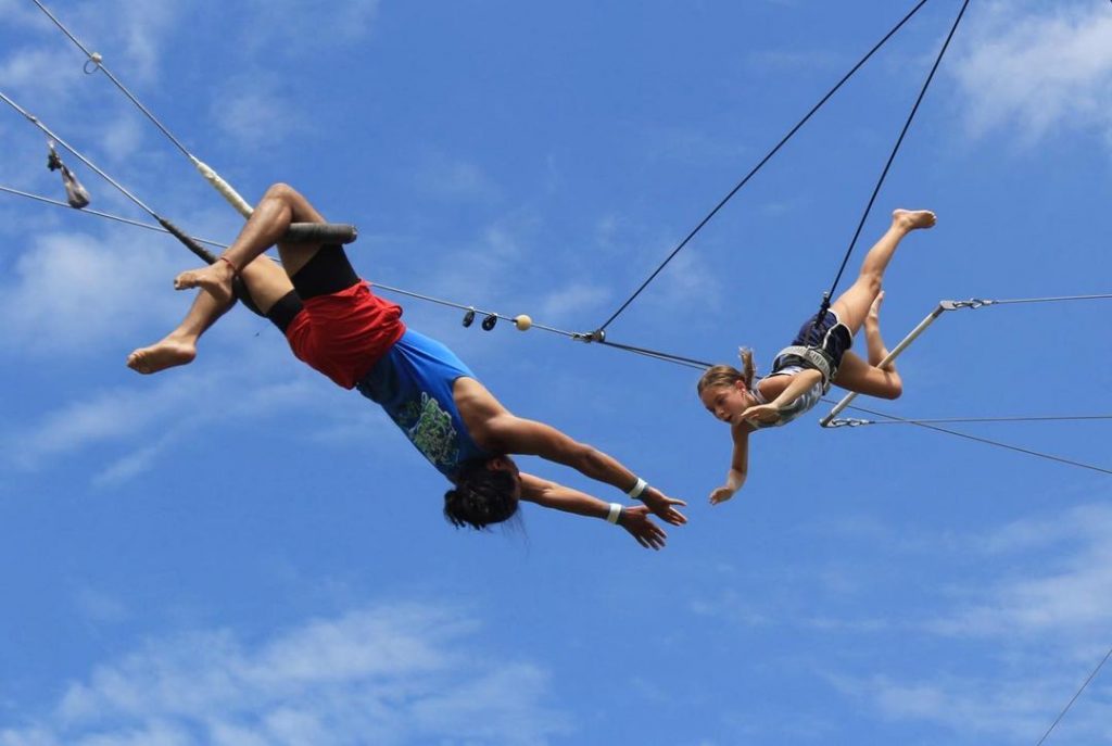 Kids choosing to learn Flying Trapeze at Camp Lindenmere Summer Camp